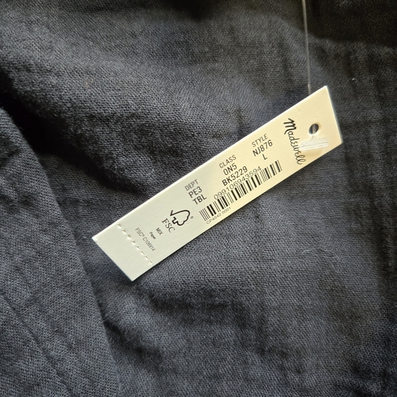 Madewell Crinkle Cotton Cover-Up Shirtdress Black Large NWT Oversize Minimalist - Picture 6 of 11